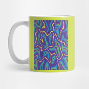 Abstract Retro Liquid Marble Swirl, Purple Blue Green Mug
